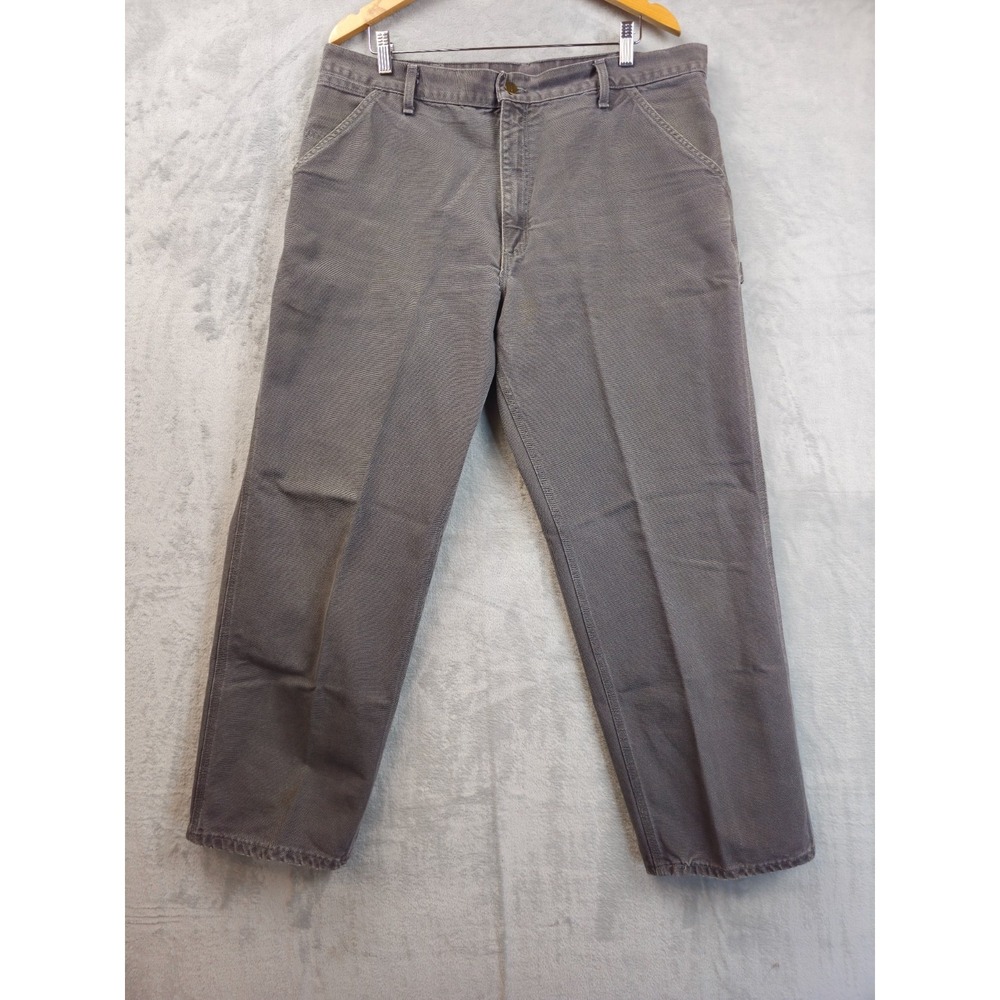CARHARTT B11 CGR Cement Gray Carpenter Duck Canvas WORK PANTS Sz 40 (act 38x30)